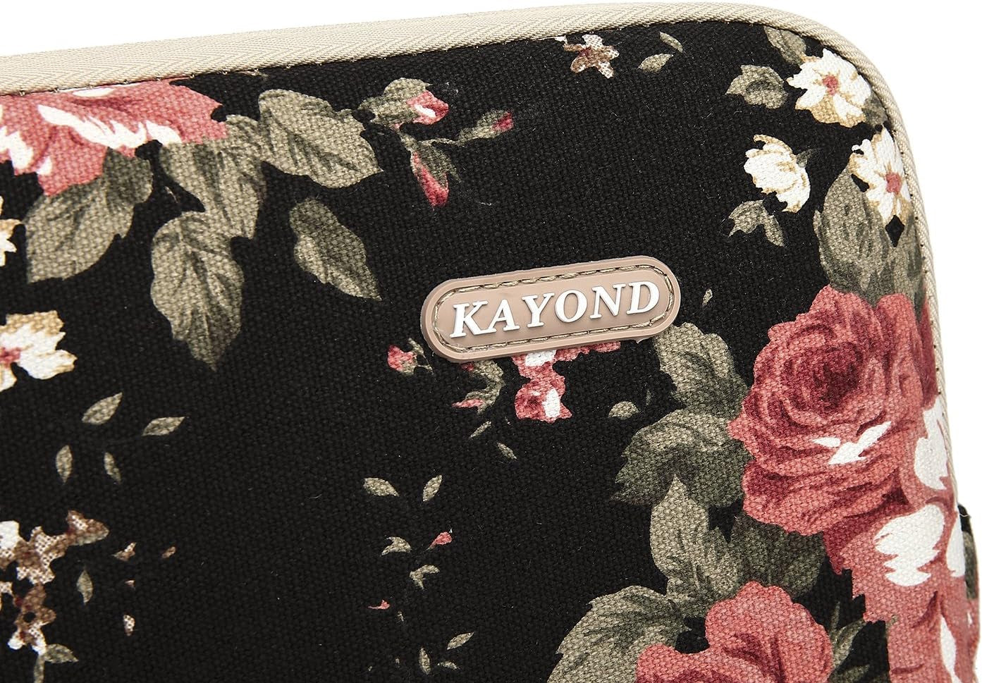 Water-Resistant Canvas 15.6 Inch Laptop Sleeve-Black C Rose