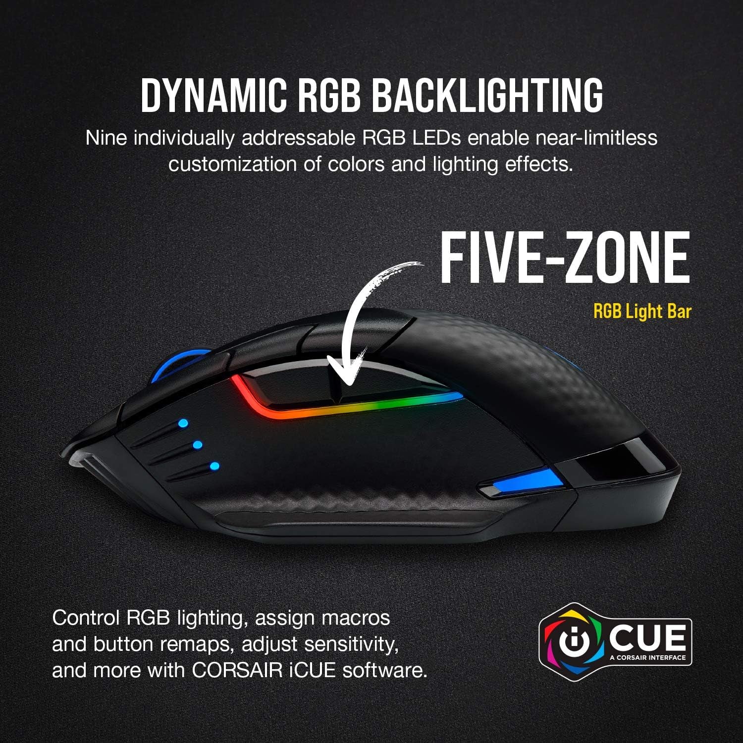 Dark CORE RGB PRO Wireless/Wired FPS MOBA Gaming Mouse – 18,000 DPI, Fast Response Time, 8 Programmable Side Buttons, Dynamic Multi-Color Backlighting – Black