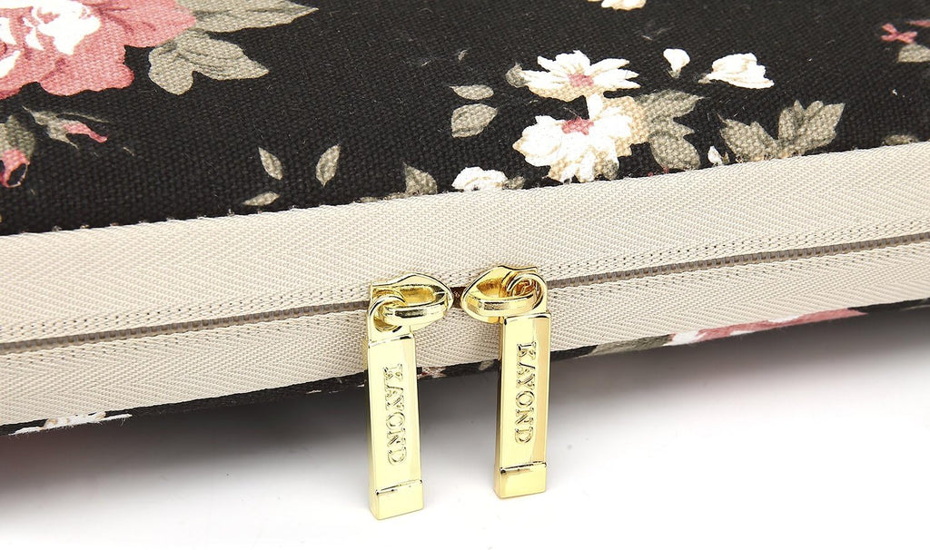 Water-Resistant Canvas 15.6 Inch Laptop Sleeve-Black C Rose