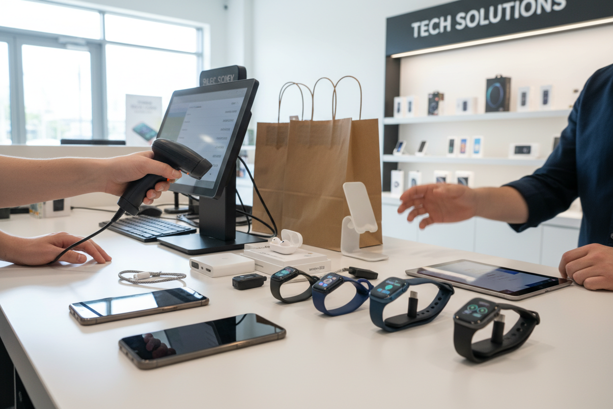 Video of electronics and gadgets being checked out